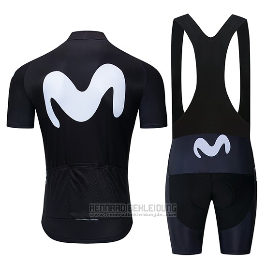 2019 Fahrradbekleidung Movistar Shwarz Trikot Kurzarm und Tragerhose